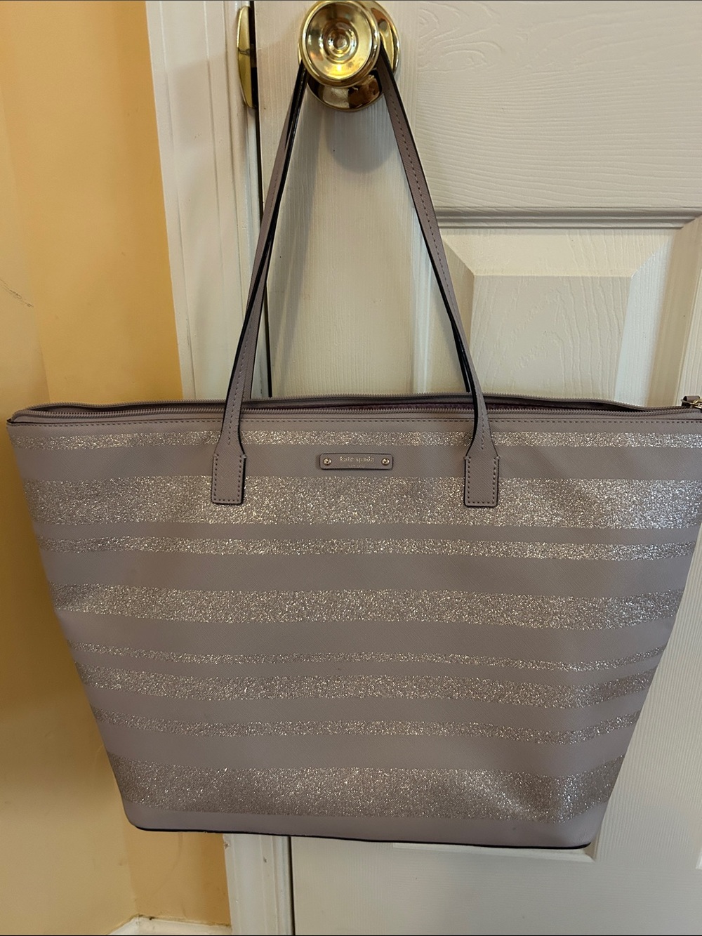 kate spade Gray Glitter Stripe Tote